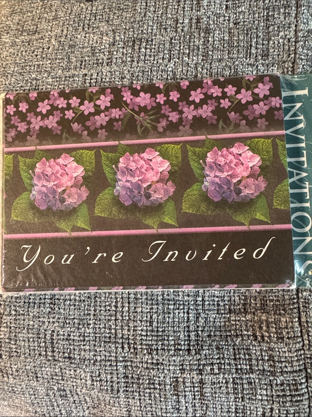 “Paper Images” Floral Hydrangea Invitation Cards - Pink & Green